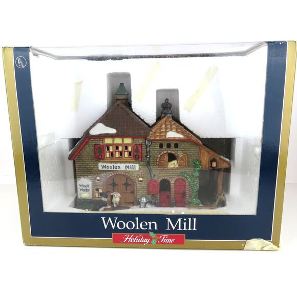 Holiday Time Woolen Mill Porcelain Lighted Building Village Collectible 2000 - Picture 4 of 14